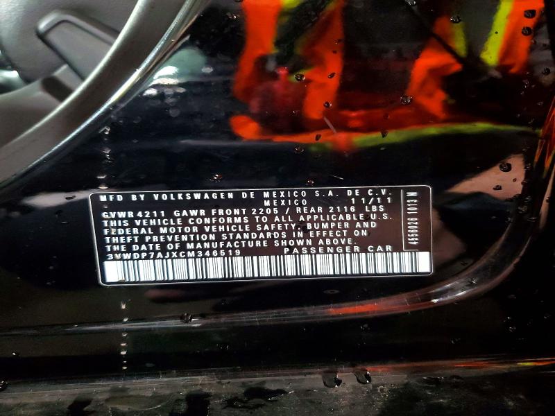 49910916 :رقم المزاد ، 3VWDP7AJXCM346519 vin ، 2012 Volkswagen Jetta مزاد بيع
