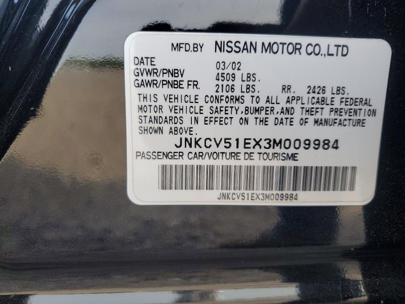 Aukcja sprzedaży 2003 Infiniti G35, vin: JNKCV51EX3M009984, numer aukcji: 48592986