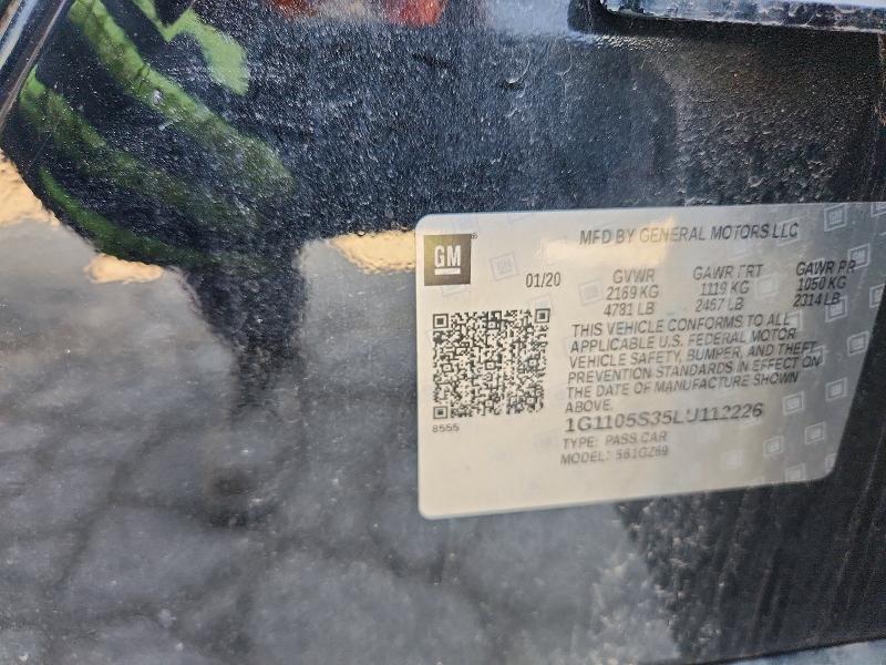 50420526 :رقم المزاد ، 1G1105S35LU112226 vin ، 2020 Chevrolet Impala مزاد بيع