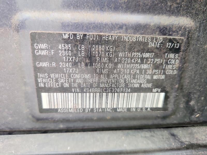 Aukcja sprzedaży 2014 Subaru Outback, vin: 4S4BRBLC3E3267134, numer aukcji: 50100376
