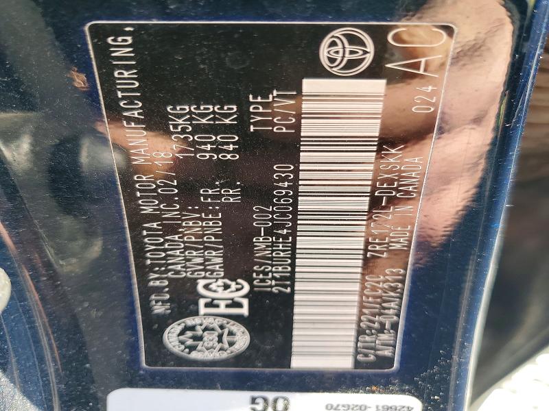 Продаж на аукціоні авто 2018 Toyota Corolla, vin: 2T1BURHE4JC069430, номер лоту: 49913026