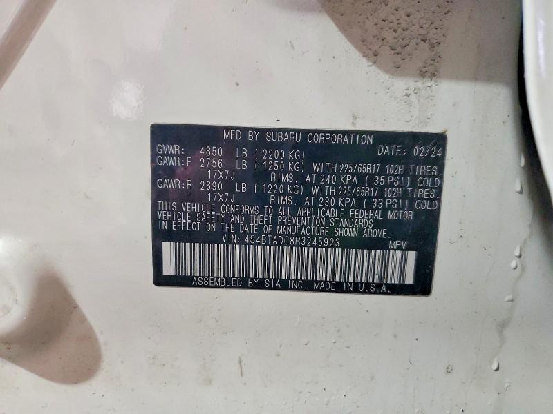 Aukcja sprzedaży 2024 Subaru Outback, vin: 4S4BTADC8R3245923, numer aukcji: 47230556