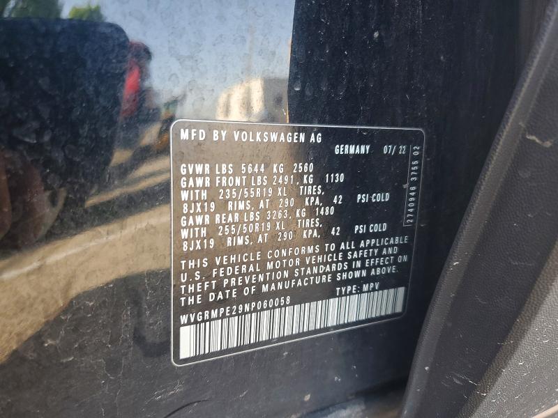 51017706 :رقم المزاد ، WVGRMPE29NP060058 vin ، 2022 Volkswagen Id.4 مزاد بيع