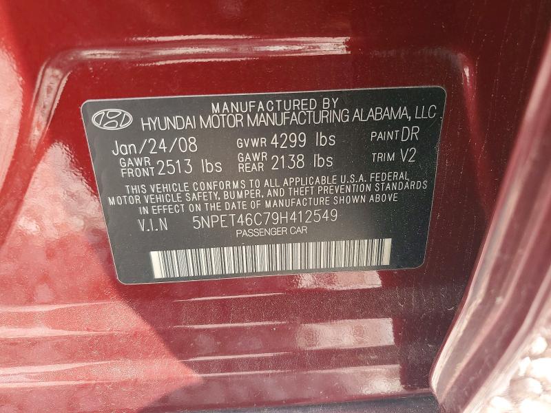Aukcja sprzedaży 2009 Hyundai Sonata, vin: 5NPET46C79H412549, numer aukcji: 46041696