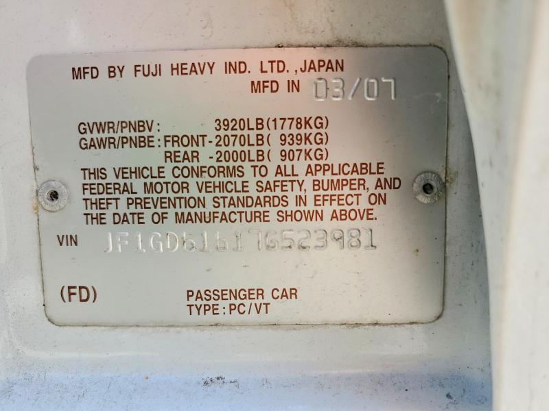 Продажа на аукционе авто 2007 Subaru Impreza, vin: JF1GD61617G523981, номер лота: 51086126