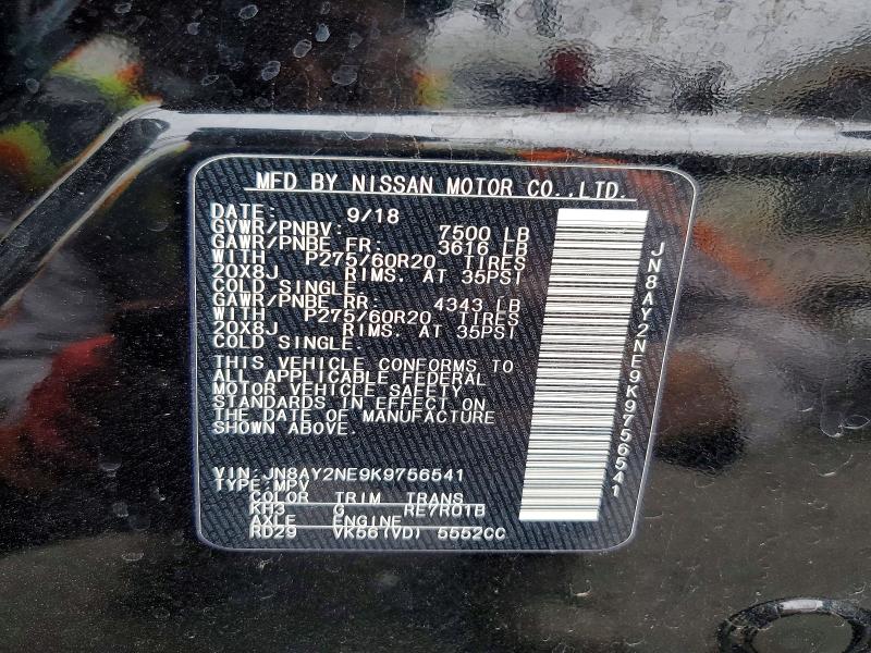 Aukcja sprzedaży 2019 Nissan Armada, vin: JN8AY2NE9K9756541, numer aukcji: 48195876
