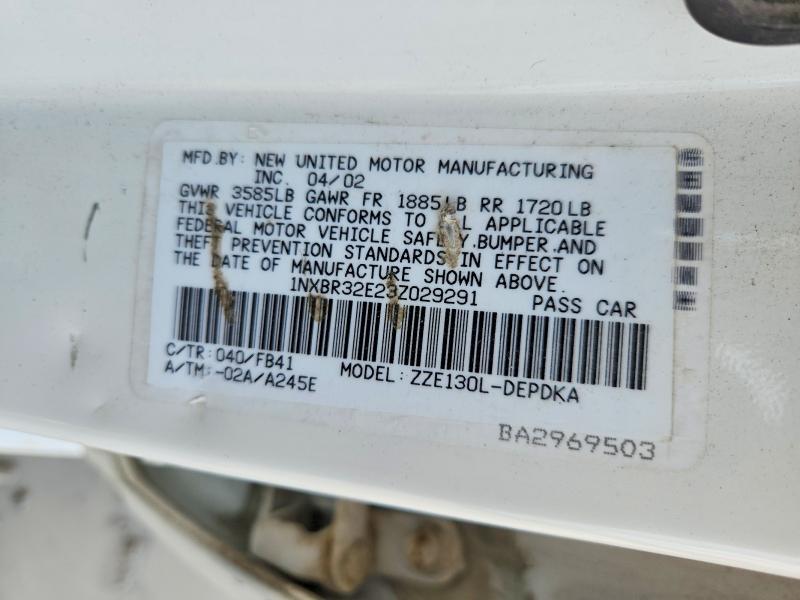 50776256 :رقم المزاد ، 1NXBR32E23Z029291 vin ، 2003 Toyota Corolla مزاد بيع
