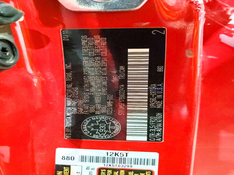 2011 Toyota Tundra მანქანა იყიდება აუქციონზე, vin: 5TFUM5F17BX022414, აუქციონის ნომერი: 51445396