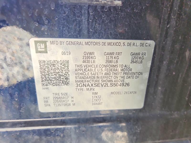 Продаж на аукціоні авто 2020 Chevrolet Equinox, vin: 3GNAXSEV2LS504926, номер лоту: 47605406