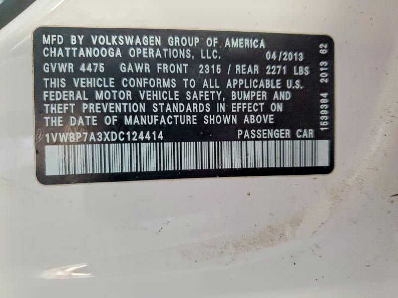Продаж на аукціоні авто 2013 Volkswagen Passat, vin: 1VWBP7A3XDC124414, номер лоту: 49136566