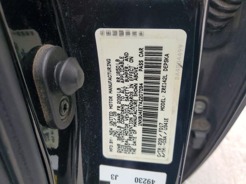 Aukcja sprzedaży 2010 Toyota Corolla, vin: 1NXBU4EE7AZ207094, numer aukcji: 51402416