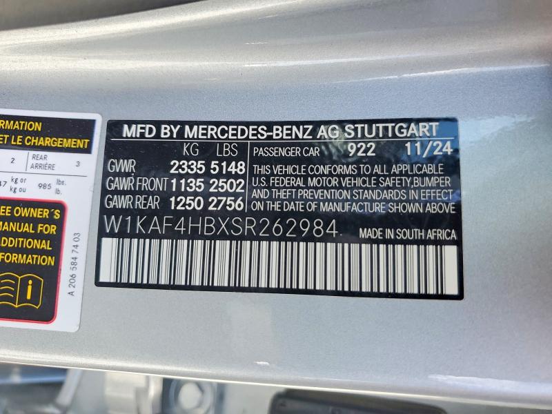 Aukcja sprzedaży 2025 Mercedes-benz C, vin: W1KAF4HBXSR262984, numer aukcji: 49548796