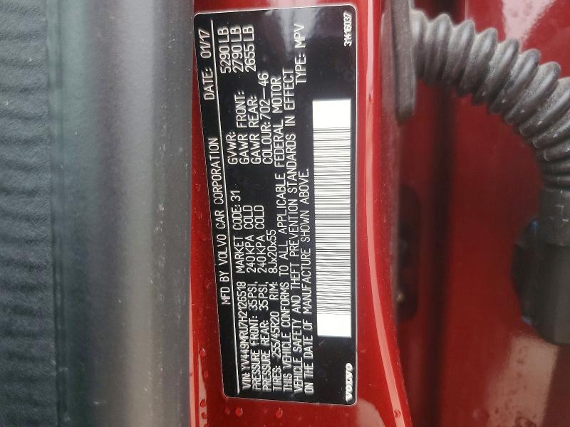 50632066 :رقم المزاد ، YV449MRU7H2126518 vin ، 2017 Volvo Xc60 مزاد بيع