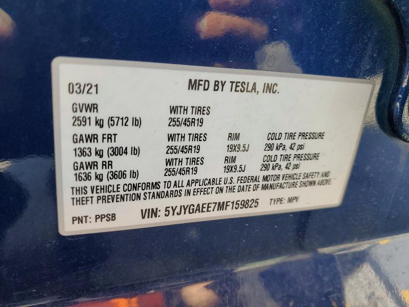 Aukcja sprzedaży 2021 Tesla Model Y, vin: 5YJYGAEE7MF159825, numer aukcji: 49163876