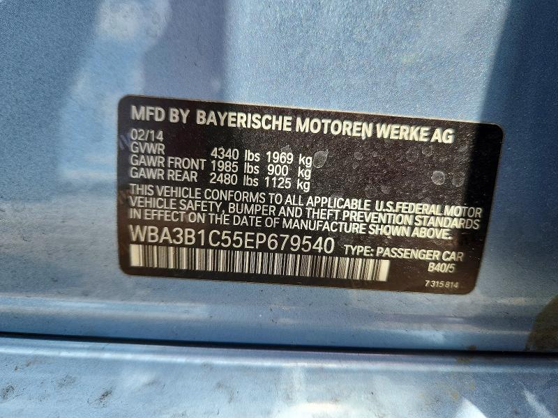 2014 Bmw 320 მანქანა იყიდება აუქციონზე, vin: WBA3B1C55EP679540, აუქციონის ნომერი: 50752416