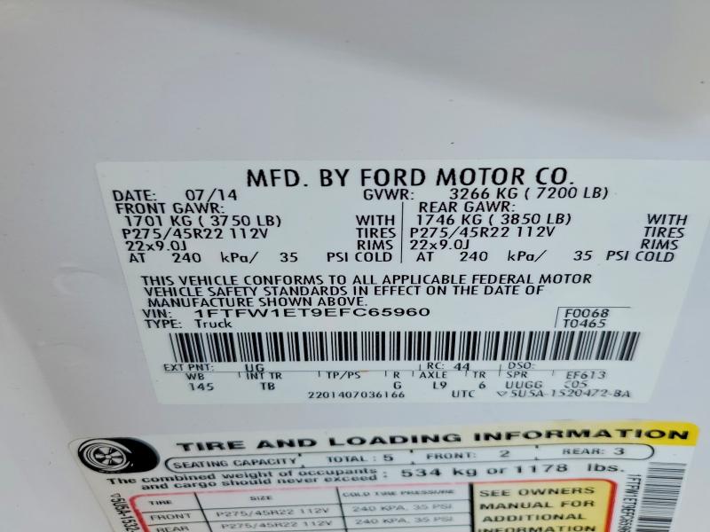 Продаж на аукціоні авто 2014 Ford F150, vin: 1FTFW1ET9EFC65960, номер лоту: 50962476