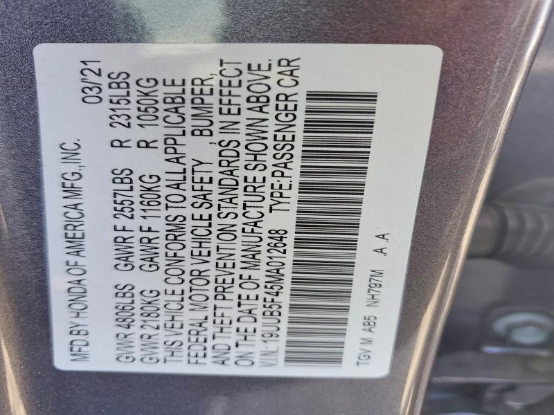 Aukcja sprzedaży 2021 Acura Tlx, vin: 19UUB5F45MA012648, numer aukcji: 51172766