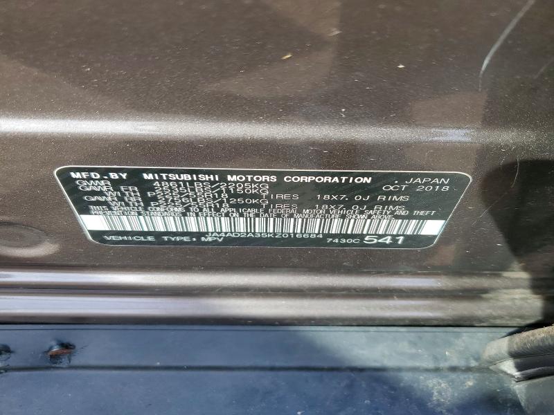 Продаж на аукціоні авто 2019 Mitsubishi Outlander, vin: JA4AD2A35KZ016684, номер лоту: 48844896