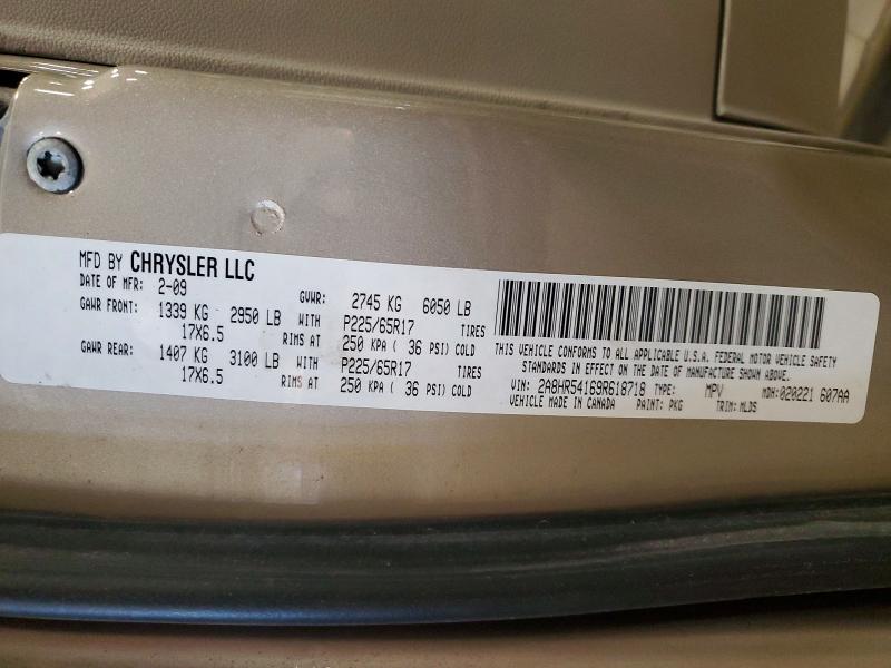 51884396 :رقم المزاد ، 2A8HR54169R618718 vin ، 2009 Chrysler Town & Country مزاد بيع