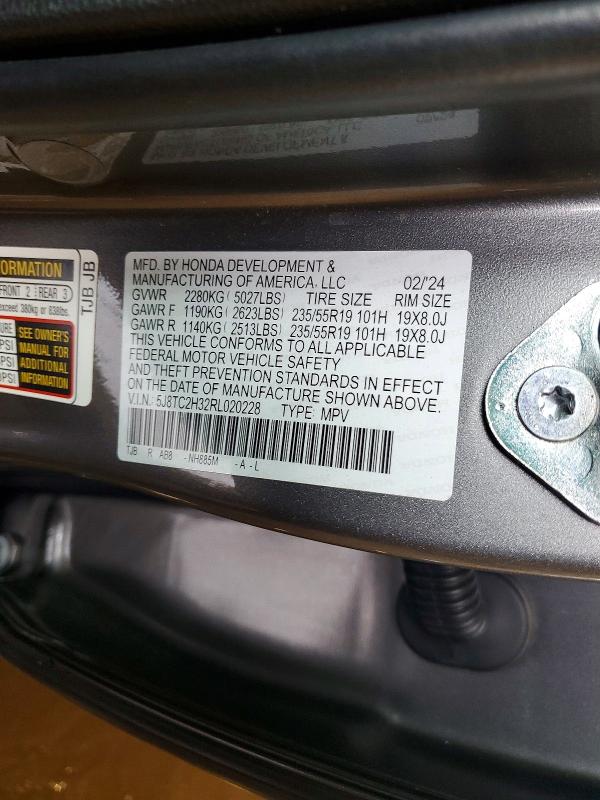 48103646 :رقم المزاد ، 5J8TC2H32RL020228 vin ، 2024 Acura Rdx مزاد بيع
