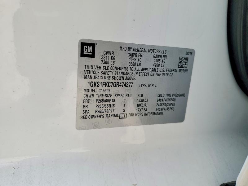 Aukcja sprzedaży 2016 Gmc Yukon Xl, vin: 1GKS1FKC7GR474277, numer aukcji: 49403276