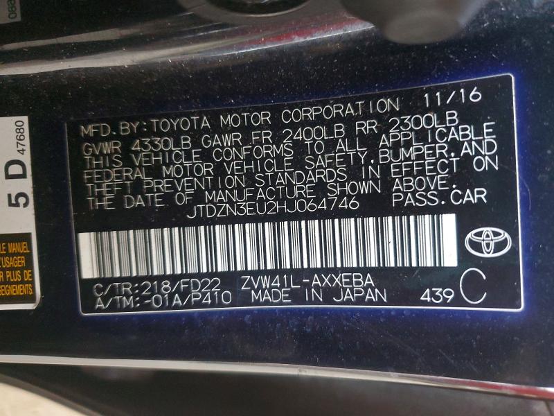 Aukcja sprzedaży 2017 Toyota Prius V, vin: JTDZN3EU2HJ064746, numer aukcji: 49340036