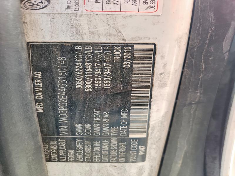 50937896 :رقم المزاد ، WD3PG2EA4G3160148 vin ، 2016 Mercedes Benz Metris مزاد بيع