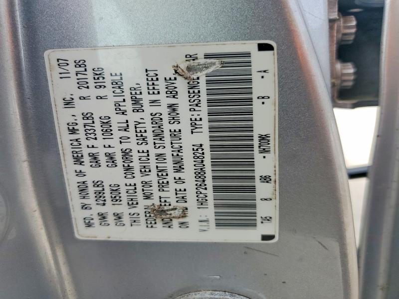 48908816 :رقم المزاد ، 1HGCP26488A048254 vin ، 2008 Honda Accord مزاد بيع