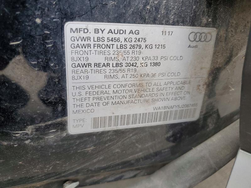 Продажа на аукционе авто 2018 Audi Q5, vin: WA1BNAFY5J2087455, номер лота: 50274986
