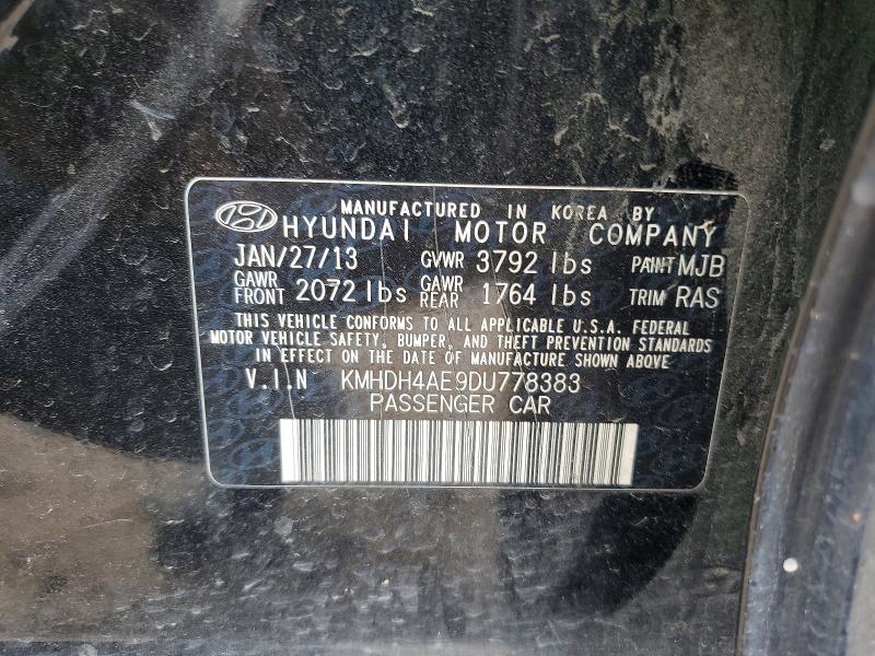 Продаж на аукціоні авто 2013 Hyundai Elantra, vin: KMHDH4AE9DU778383, номер лоту: 49661886