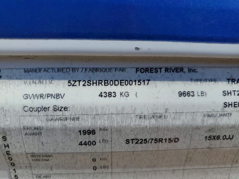 50996416 :رقم المزاد ، 5ZT2SHRB0DE001517 vin ، 2013 Foresriver Shasta Revere مزاد بيع