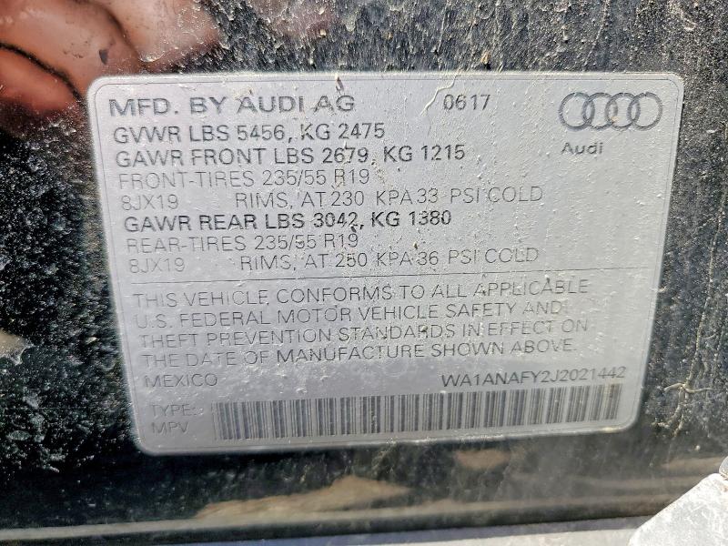 Aukcja sprzedaży 2018 Audi Q5, vin: WA1ANAFY2J2021442, numer aukcji: 50660956
