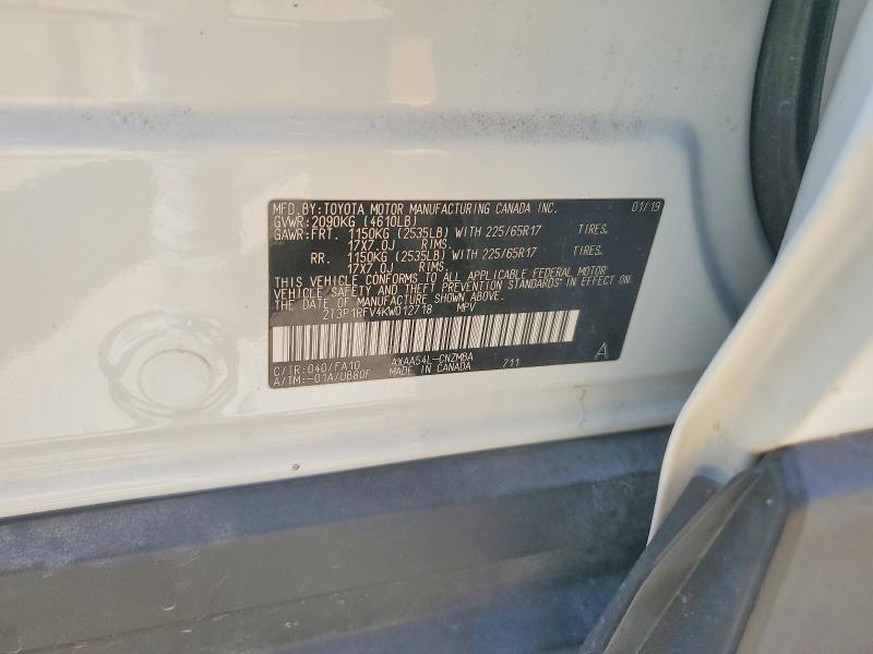 51815936 :رقم المزاد ، 2T3P1RFV4KW012718 vin ، 2019 Toyota Rav4 مزاد بيع