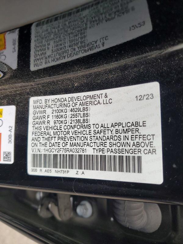 Продажа на аукционе авто 2024 Honda Accord, vin: 1HGCY2F75RA032781, номер лота: 50345666