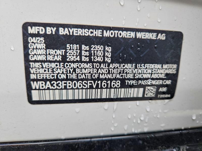 2025 Bmw 430xi მანქანა იყიდება აუქციონზე, vin: WBA33FB06SFV16168, აუქციონის ნომერი: 51818296