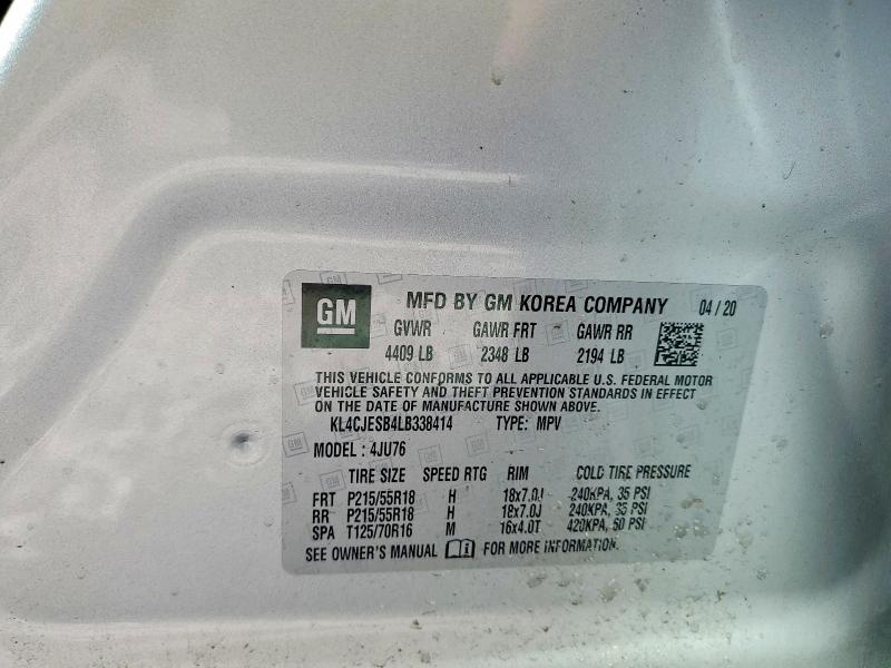 Aukcja sprzedaży 2020 Buick Encore, vin: KL4CJESB4LB338414, numer aukcji: 48915936