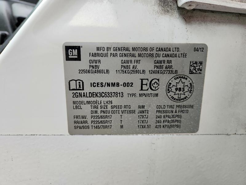 Продажа на аукционе авто 2012 Chevrolet Equinox, vin: 2GNALDEK3C6337813, номер лота: 49071046