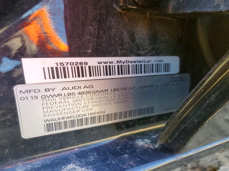 51139656 :رقم المزاد ، WAUHFAFL0DA185494 vin ، 2013 Audi A4 مزاد بيع