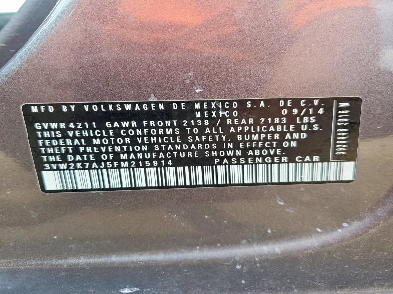 Продаж на аукціоні авто 2015 Volkswagen Jetta, vin: 3VW2K7AJ5FM215914, номер лоту: 50911576