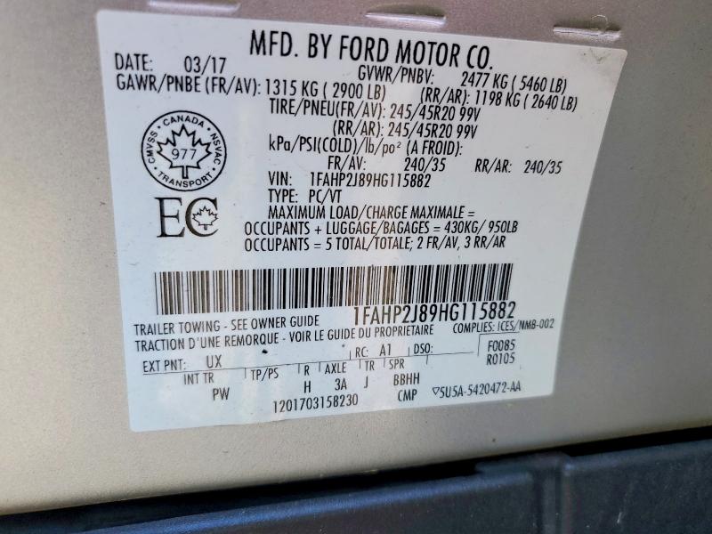 Продаж на аукціоні авто 2017 Ford Taurus, vin: 1FAHP2J89HG115882, номер лоту: 48806266