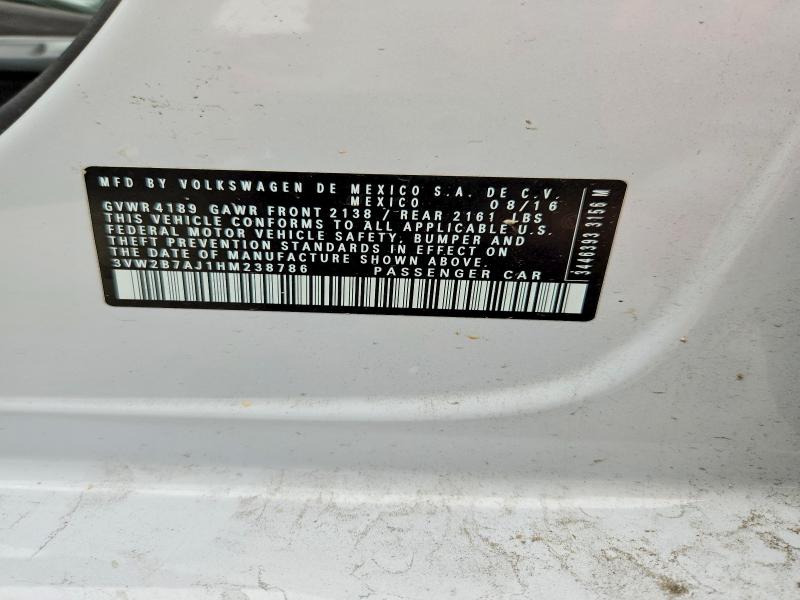 Aukcja sprzedaży 2017 Volkswagen Jetta, vin: 3VW2B7AJ1HM238786, numer aukcji: 50626646