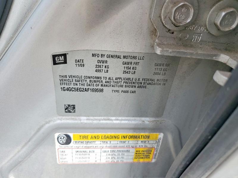 Продажа на аукционе авто 2010 Buick Lacrosse, vin: 1G4GC5EG2AF169598, номер лота: 48488426
