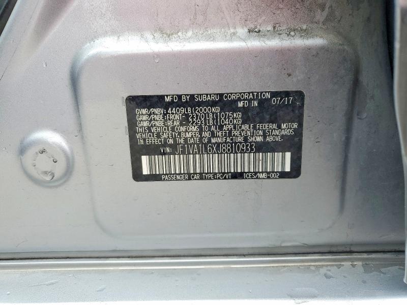 Продажа на аукционе авто 2018 Subaru Wrx, vin: JF1VA1L6XJ8810933, номер лота: 51121026