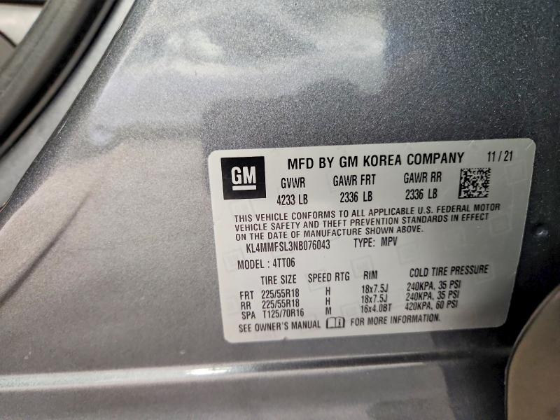 Aukcja sprzedaży 2022 Buick Encore Gx, vin: KL4MMFSL3NB076043, numer aukcji: 50751716