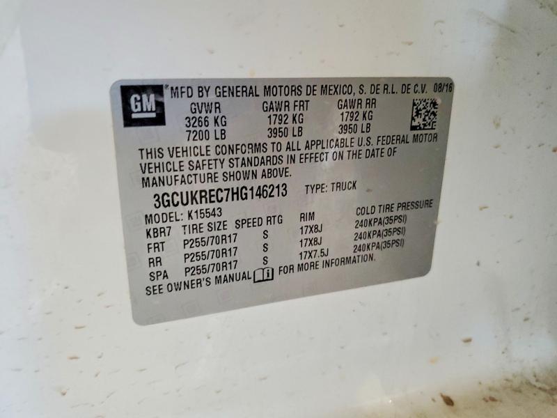 Aukcja sprzedaży 2017 Chevrolet Silverado, vin: 3GCUKREC7HG146213, numer aukcji: 48816296