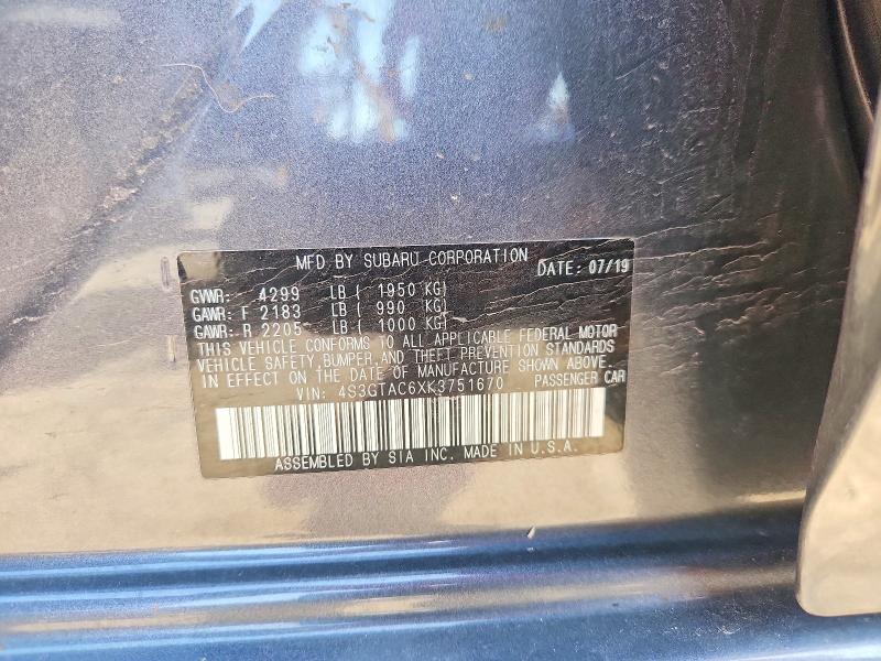 2019 Subaru Impreza მანქანა იყიდება აუქციონზე, vin: 4S3GTAC6XK3751670, აუქციონის ნომერი: 51126516