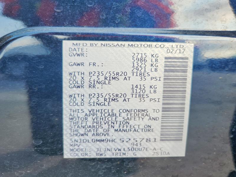 Продажа на аукционе авто 2017 Infiniti Qx60, vin: 5N1DL0MM9HC525781, номер лота: 50742266