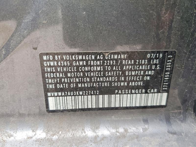 51830126 :رقم المزاد ، WVWWA7AU3KW227412 vin ، 2019 Volkswagen Golf R مزاد بيع