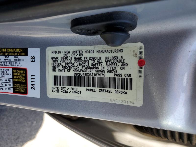 Aukcja sprzedaży 2010 Toyota Corolla, vin: 1NXBU4EE0AZ187979, numer aukcji: 50739346
