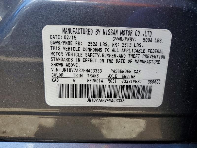 Aukcja sprzedaży 2015 Infiniti Q50, vin: JN1BV7AR7FM403333, numer aukcji: 48563456